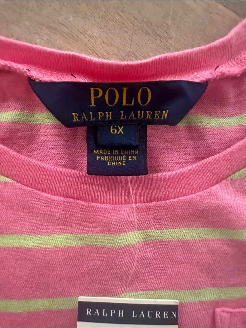Polo Ralph Lauren Girls Pink Striped Ruffle Hem Pocket Dress NWT Size 6X - Picture 3 of 4